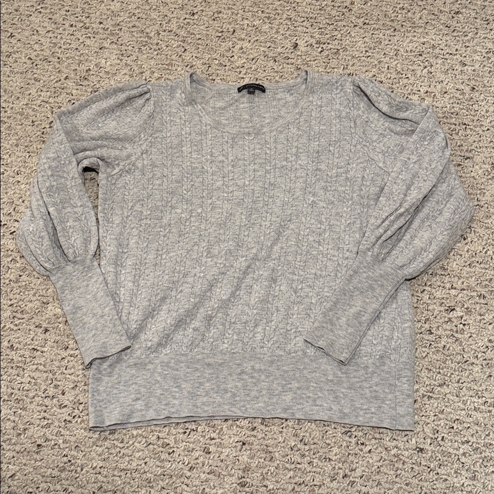 Adrianna Papell Light Gray Cable Knit Top - Size XL